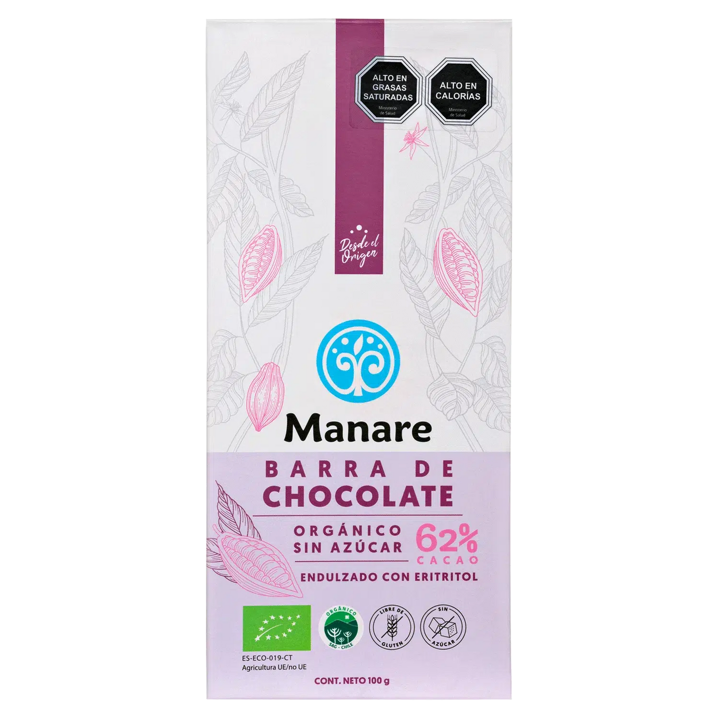 Chocolate sin Azúcar Cacao Orgánico 100 g