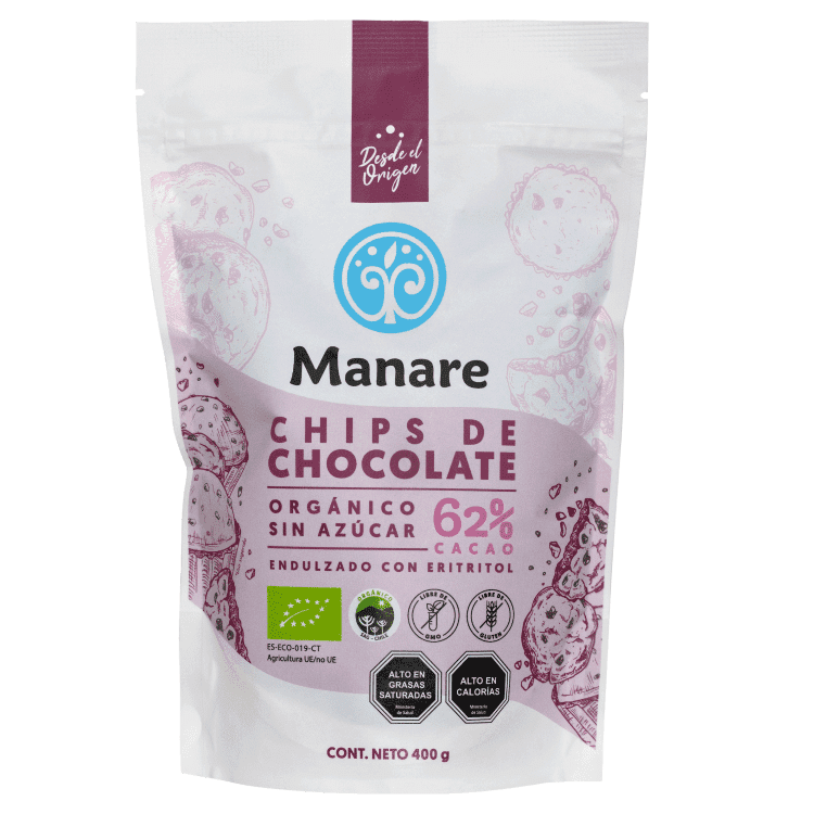 Chips sin Azúcar 62% Cacao Orgánico 400 g