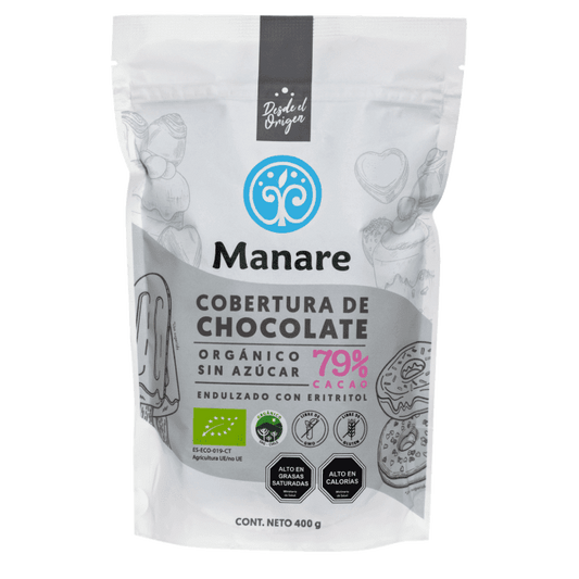Cobertura sin Azúcar 79% Cacao Orgánico 400 g
