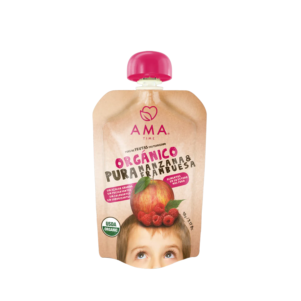 Puré Orgánico Manzana Frambuesa 90 g