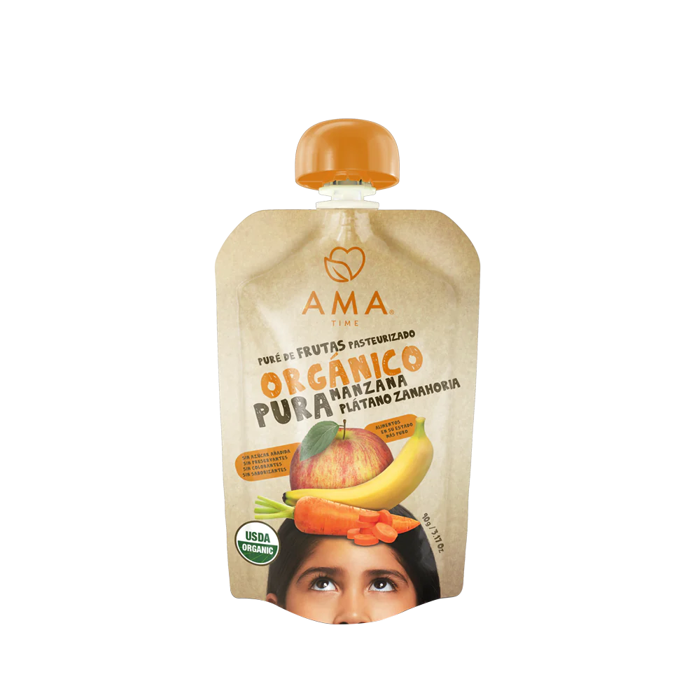 Puré Orgánico Manzana Plátano Zanahoria 90 g